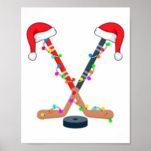Poster Chapeau de Noël Hockey Santa Lumineux Sport Drôle