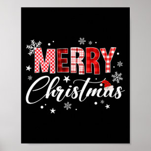 Poster Chapeau de Noël rouge à carreaux de buffle de Noël