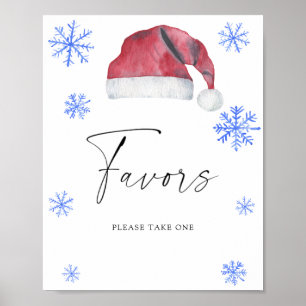 Poster Chapeau de Père Noël aquarelle rouge - Faveurs