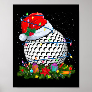 Poster Chapeau de Père Noël Balle de Golf Lumières de Noë