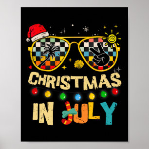 Poster Chapeau de Père Noël de Noël en juillet Lunettes d
