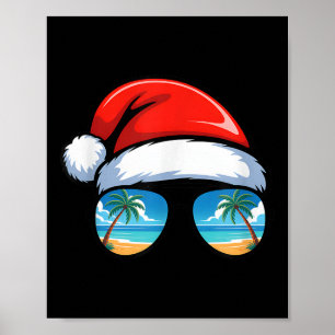 Poster Chapeau de Père Noël Lunettes de soleil Plage Noël