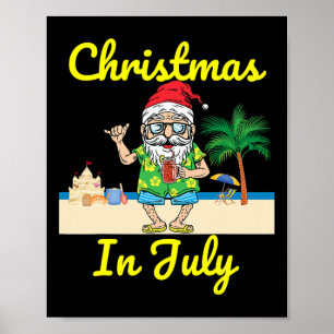 Poster Chapeau de Père Noël Noël en Juillet Plage Vacance
