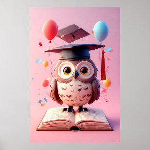Poster Chapeau de remise des diplômes de la Chouette sage
