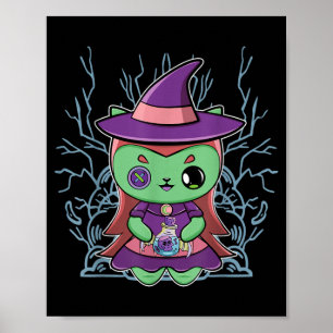 Poster Chapeau De Sorcière Chat Noir Mignon Et Potion Mag