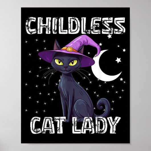 Poster Chapeau de sorcière effrayant de dame de chat sans (Devant)