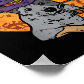Poster Chapeau de Sorcière Lune Citrouille Lanterne Hallo (Coin)