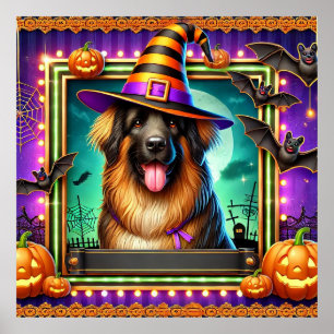 Poster Chapeau de Sorcière pour Chien d'Halloween Chauves