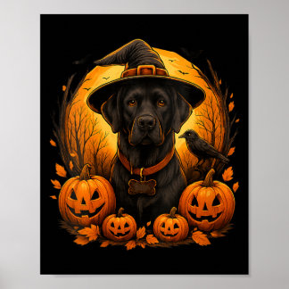 Poster Chapeau de sorcière pour femme Chien Labrador noir