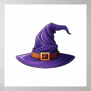 Poster Chapeau de sorcière violet Halloween