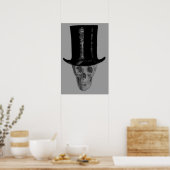 Poster Chapeau haut de forme crâne monochrome (Cuisine)
