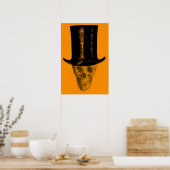 Poster Chapeau haut-de-forme crâne orange (Cuisine)