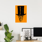 Poster Chapeau haut-de-forme crâne orange (Bureau à domicile)