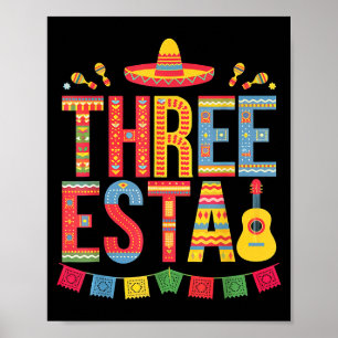 Poster Chapeau mexicain de fiesta pour les 3 ans de Three