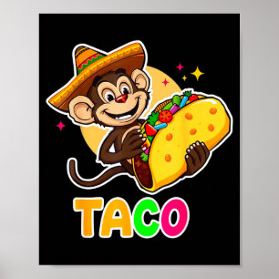 Poster Chapeau mexicain singe taco el squatcho fun cinco