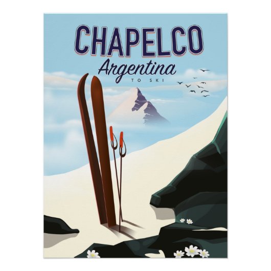 Poster Chapelco Argentine pour skier (Devant)