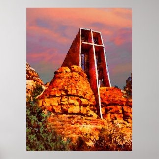 Poster "Chapelle de la Sainte Croix" "Art Sedona"