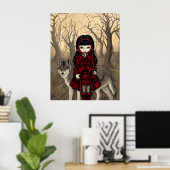 Poster Chaperon rouge en automne ART IMPRIMER loup gothiq (Bureau à domicile)
