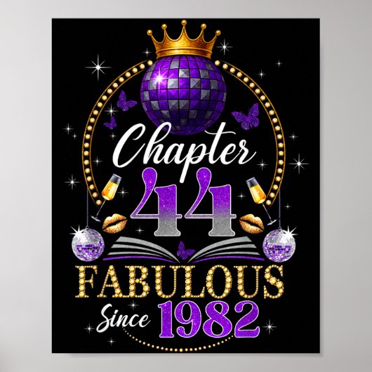 Poster Chapter 44 Since 1982 Purple Disco Ball 44th Birth (Devant)