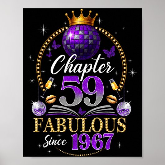 Poster Chapter 59 Since 1967 Purple Disco Ball 59th Birth (Devant)