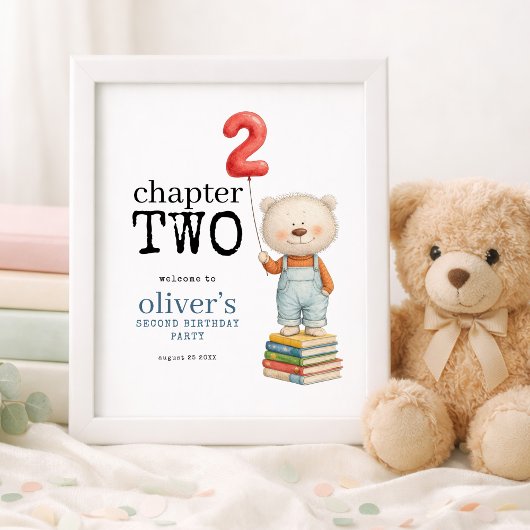 Poster Chapter Two Teddy Bear Books 2nd Birthday welcome 