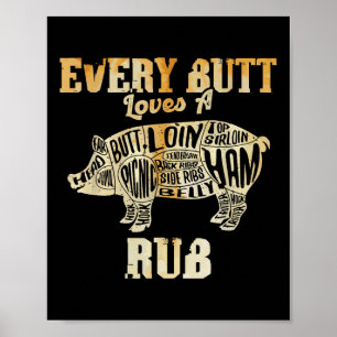 Poster Chaque Bouton Aime Un Bon Rub Drôle Porc Porc Bbq