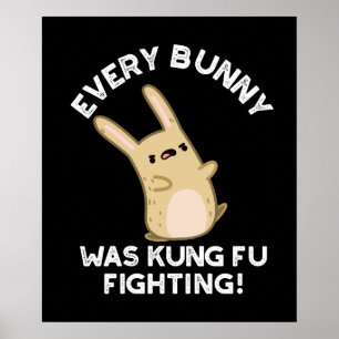 Poster Chaque Bunny Kung Fu Combattez Rabbit Pun Dark BG
