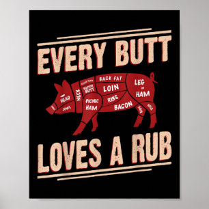 Poster Chaque Butt aime Rub Grilling Bbq Smoker Cadeau Pa