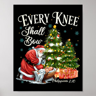 Poster Chaque genou fléchira Santa Noël Scène de la Nativ