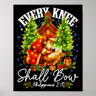 Poster Chaque genou fléchira Santa Noël Scène de la Nativ