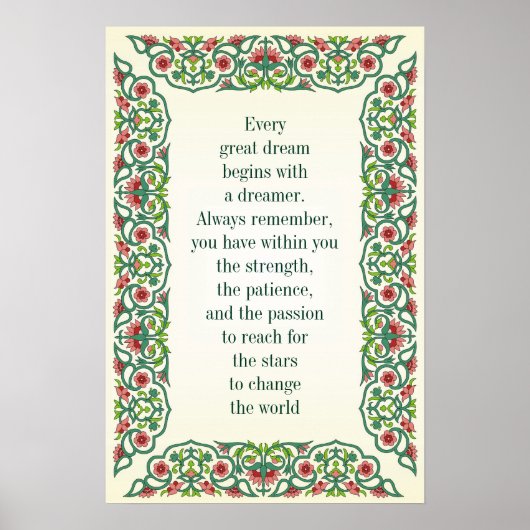 Poster Chaque grand rêve commence avec un DEVIS de rêve (Devant)