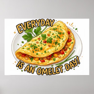 Poster Chaque Jour Est Un Jour D'omelette Petit Déjeuner