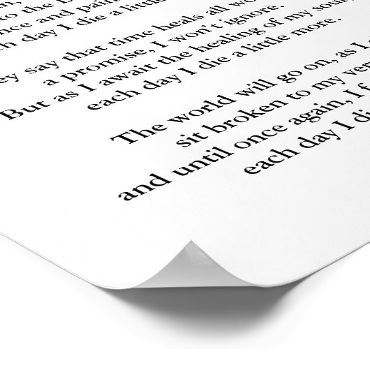 POSTER CHAQUE JOUR JE MEURS UN PEU PLUS (Coin)