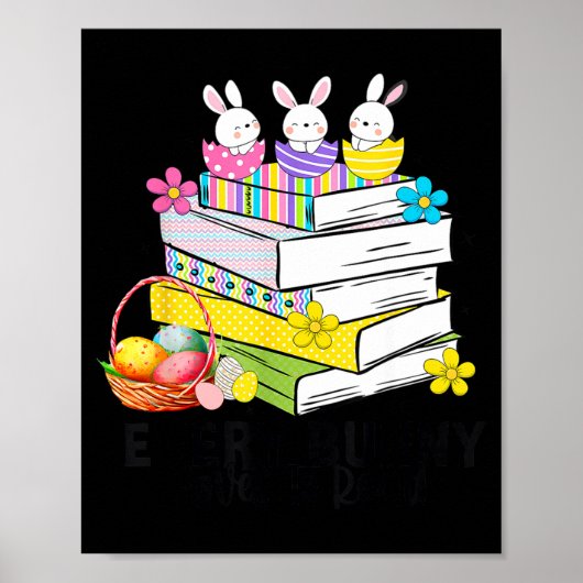 Poster Chaque lapin adore lire un livre de lecture mignon (Devant)