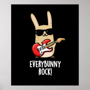 Poster Chaque Lapin Rock Drôle Animal Rabbit Pun Dark BG