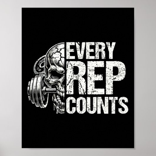 Poster Chaque Rep Compte Weightlifter Bodybuilding Bodybu (Devant)