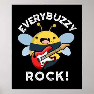 Poster Chaque Rock Buzzy Funny Musique Bee Pun Dark BG