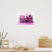 POSTER CHAR CHAR PINK ANTIQUE DE CYGNES ET CUPCAKES (Cuisine)