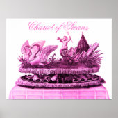 POSTER CHAR CHARGÉE DE CYGNE ROSE ANTIQUE ET CUPCAKES (Devant)