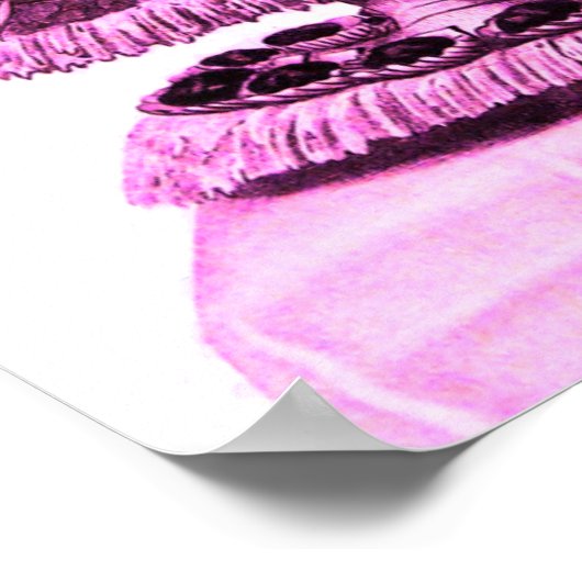 POSTER CHAR CHARGÉE DE CYGNE ROSE ANTIQUE ET CUPCAKES (Coin)