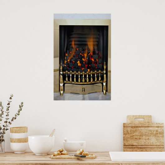 Poster Charbon léger dans le panier en laiton (Cuisine)