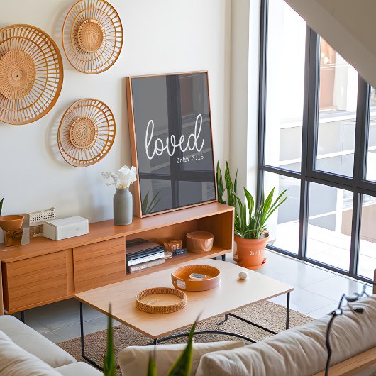 Poster Charcoal Love Faith Citation minimaliste