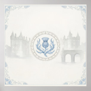 Poster Chardon Écossais Bleu Art du Château Patrimoine