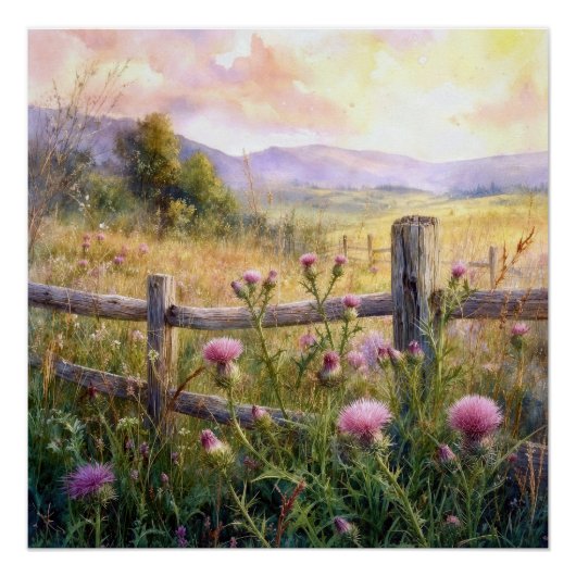 Poster Chardons roses de campagne (Devant)