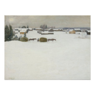 Poster Charge de foin   Paysage hivernal Pekka Halonen