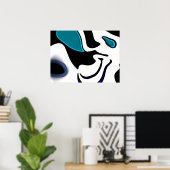 Poster Charge de profondeur : noir, blanc et bleu Abstrai (Bureau à domicile)