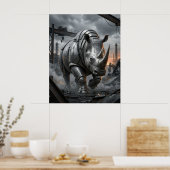 Poster Charge de Rhino en acier (Cuisine)