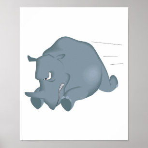 Poster charge de rhino fou