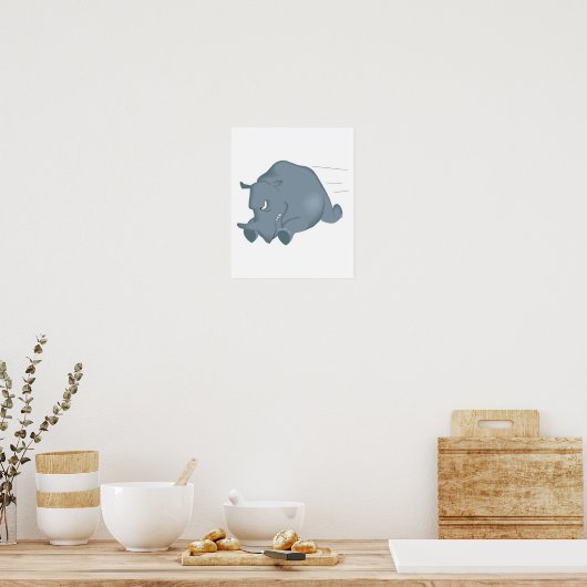 Poster charge de rhino fou (Cuisine)