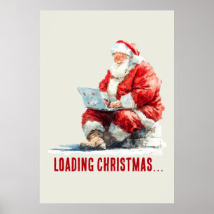 Poster Chargement Noël amusant Père Noël Design